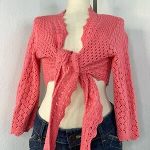Pink Tie Wrap Cardigan Sweater